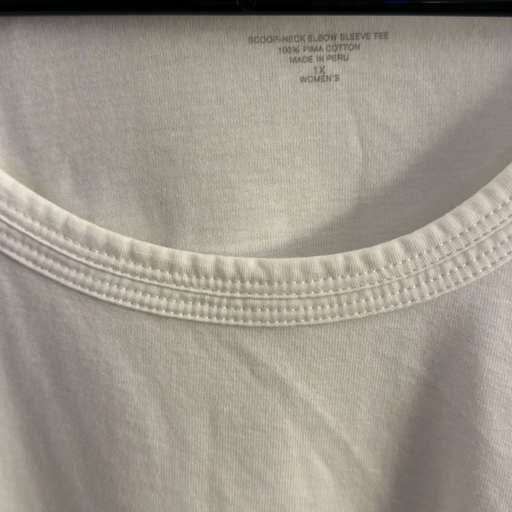 J Jill Perfect Pima Elbow Sleeve Scoop-Neck Tee 1X White - Picture 4 of 5